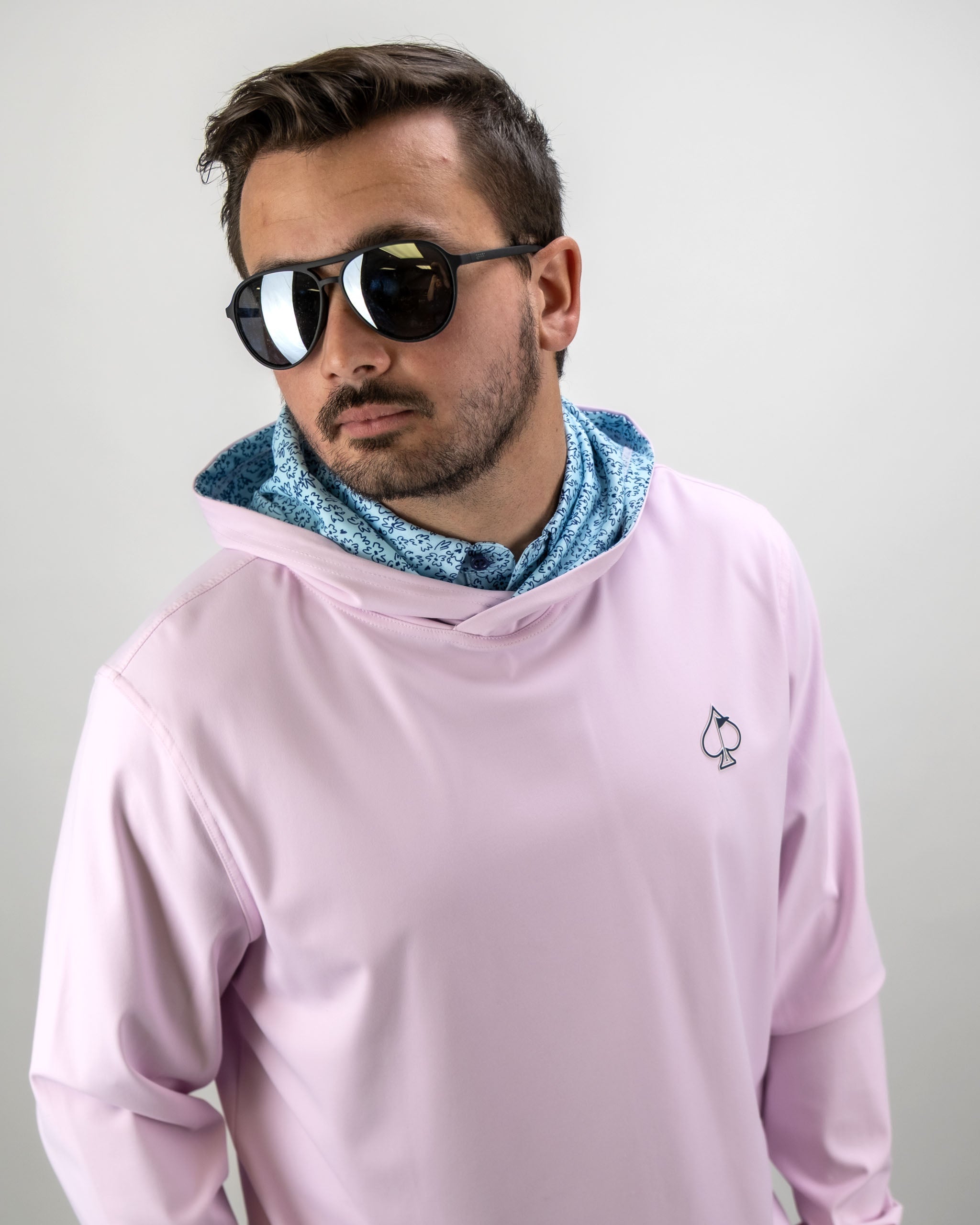 Performance Golf Hoodie - Flower Doodle Blue